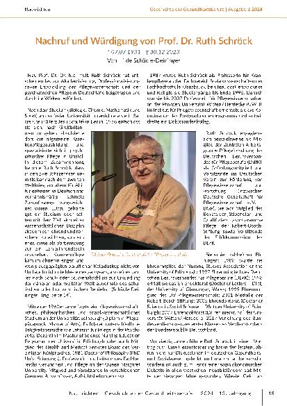 Nachruf und Würdigung von Prof. Dr. Ruth Schröck